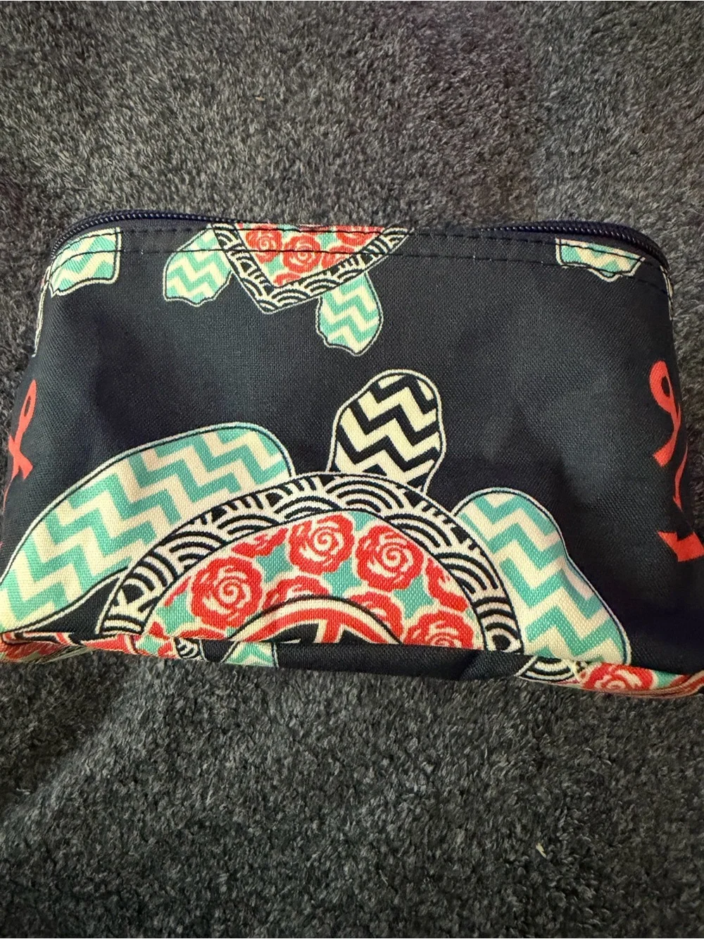 NGIL Navy Blue Cosmetic Bag with Nautical Print